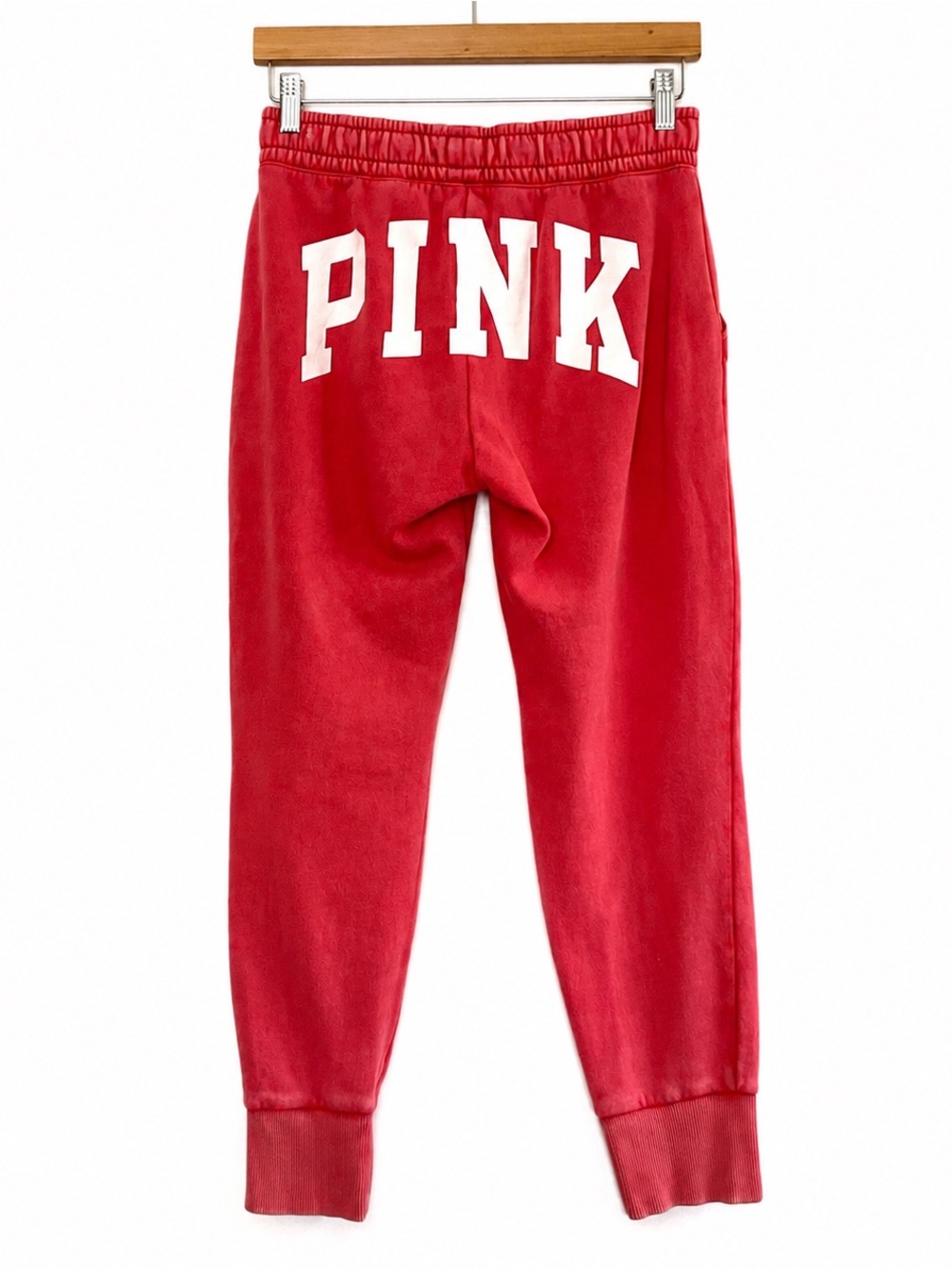 PINK Victorias Secret Spell Out Logo Womens S Jogger Sweatpants Pink Cropped Y2K
